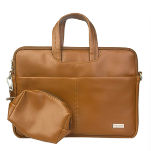 Spacething Helios Leather Laptop Bag - Tan Brown