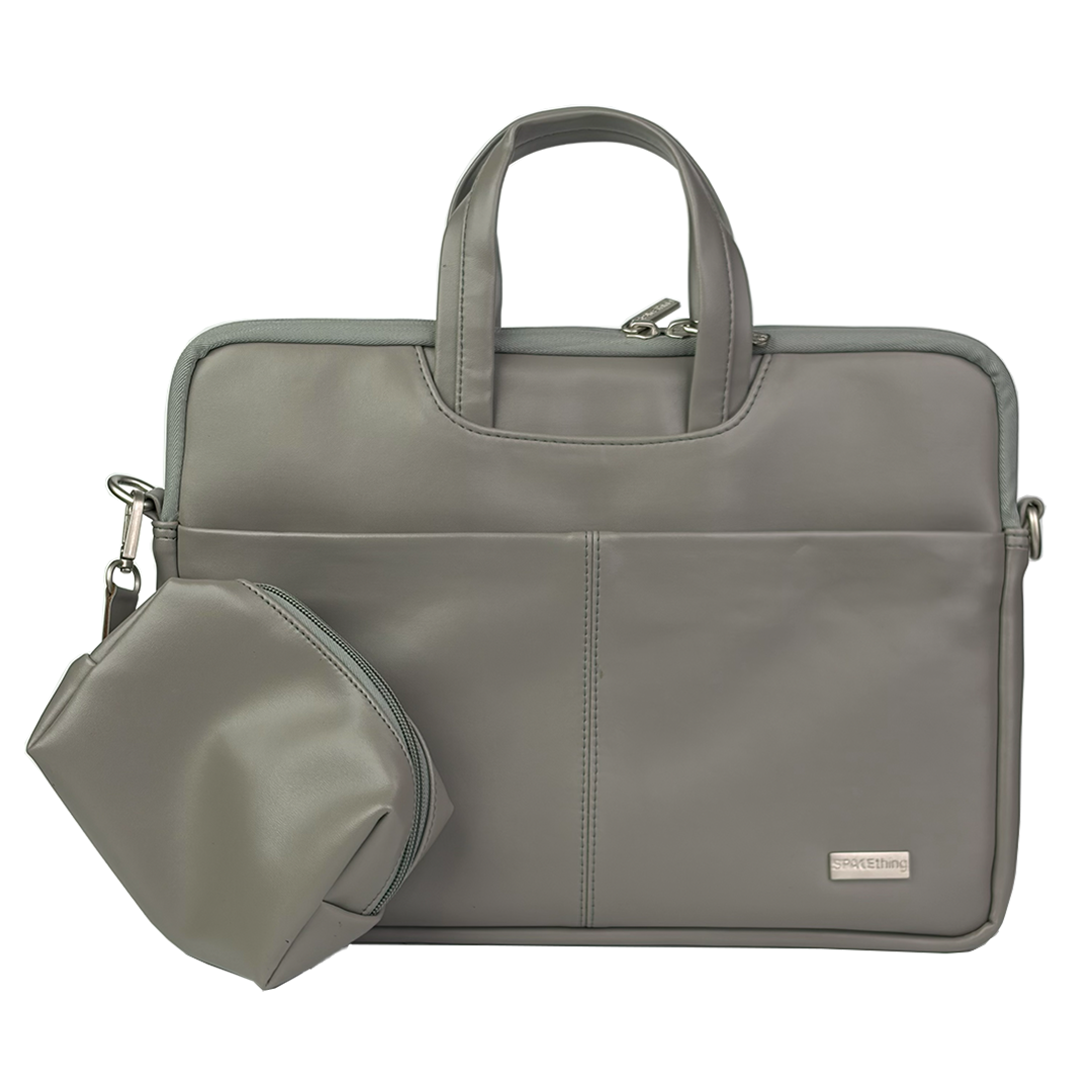 Spacething Helios Leather Laptop Bag - Grey