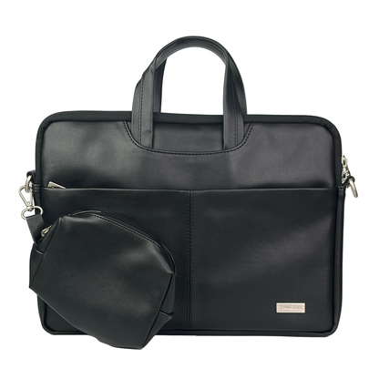 Spacething Helios Leather Laptop Bag - Black