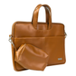 Spacething Helios Leather Laptop Bag - Tan Brown