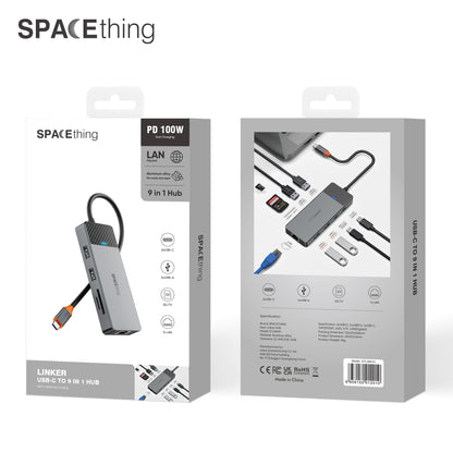 SPACETHING LINKER USB - C TO 9 IN 1 HUB COLOUR- GERY