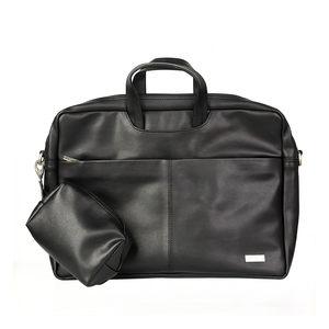 Spacething Helios Leather Laptop Bag - Black