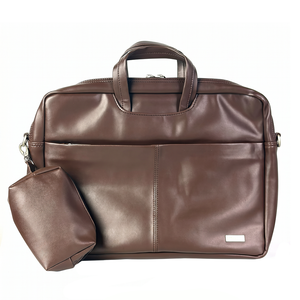 Spacething Helios Leather Laptop Bag - Brown