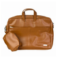 Spacething Helios Leather Laptop Bag - Tan Brown