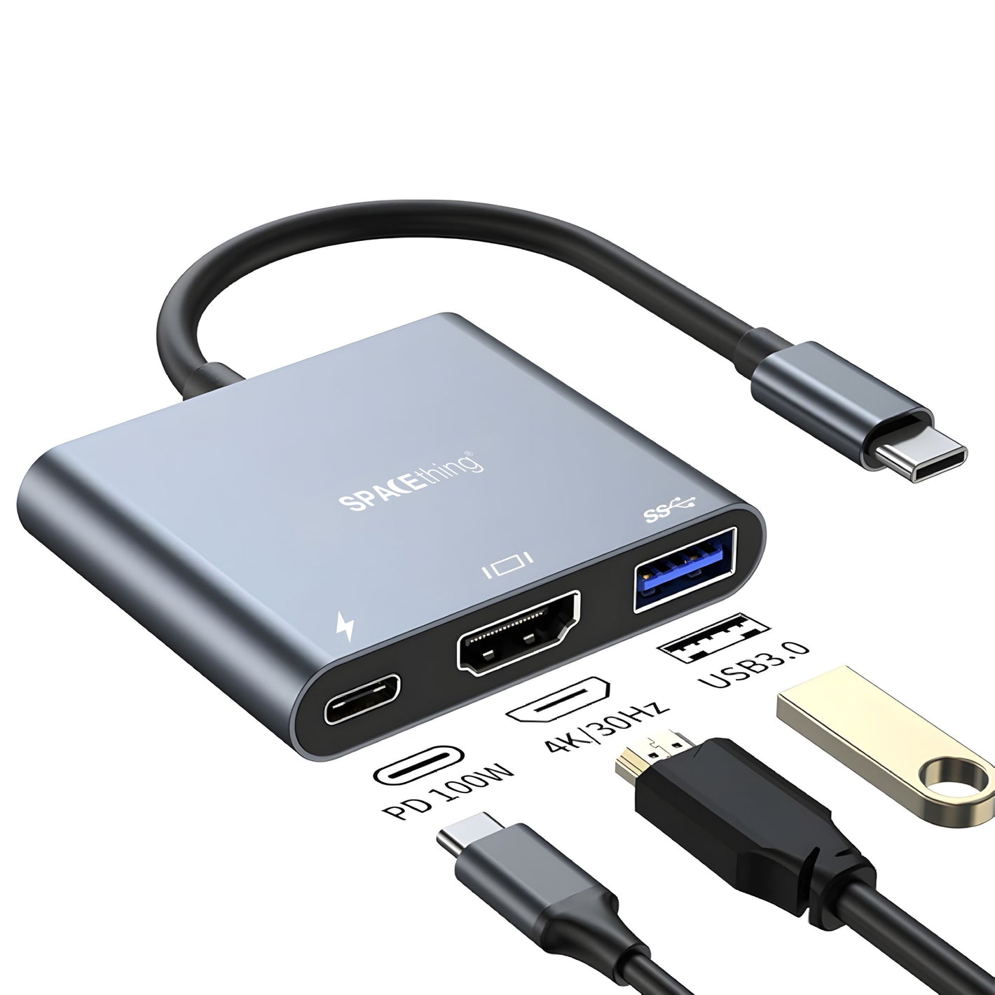 Spacething Linker 3-in-1 USB-C Hub | Grey