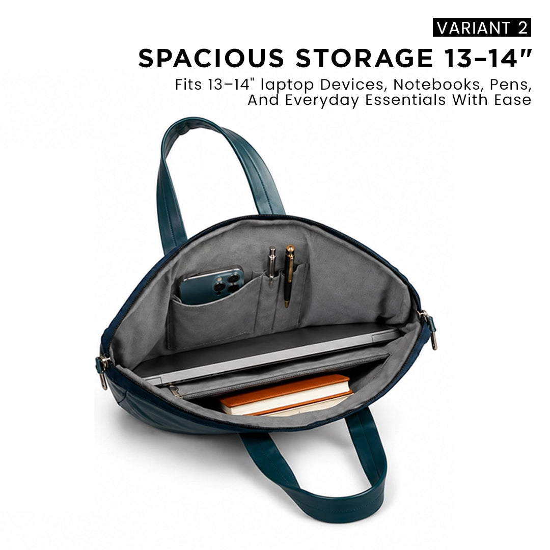 Spacething Helios Leather Laptop Bag With Free Tech Organiser Pouch - Brown