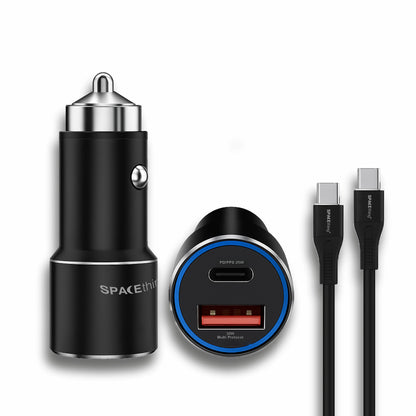 Spacething Speedo Car Charger 55W (with USB-C to USB-C Cable) Colour - Black