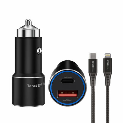 Spacething Speedo Car Charger 55W (with USB-C to Lightning Cable) Colour - Black