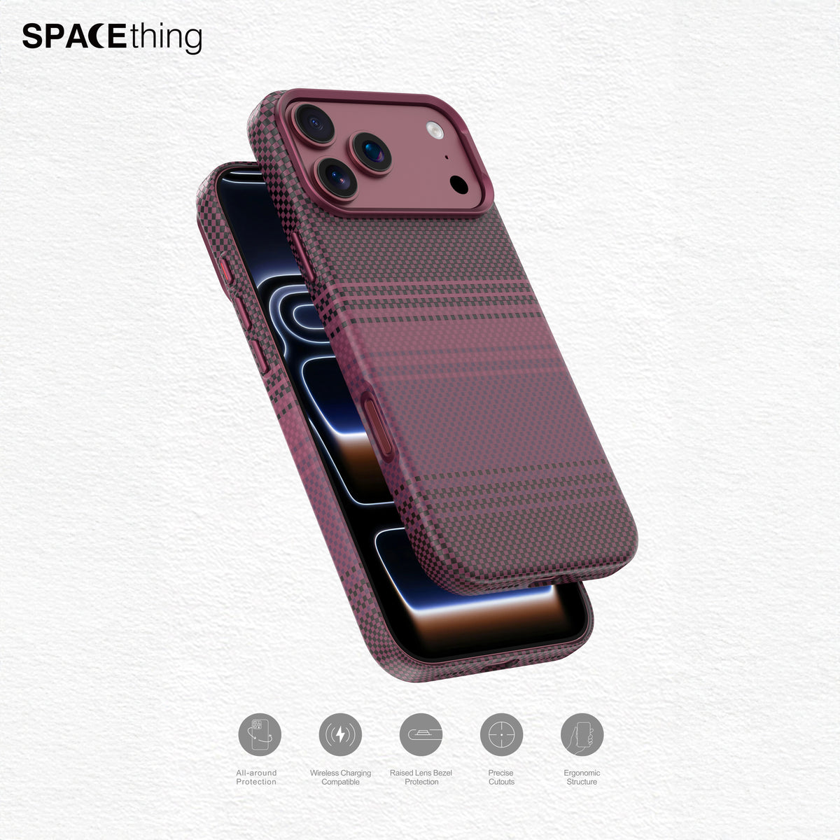 Spacething Kevlar Case for iPhone 18 Pro - Wine