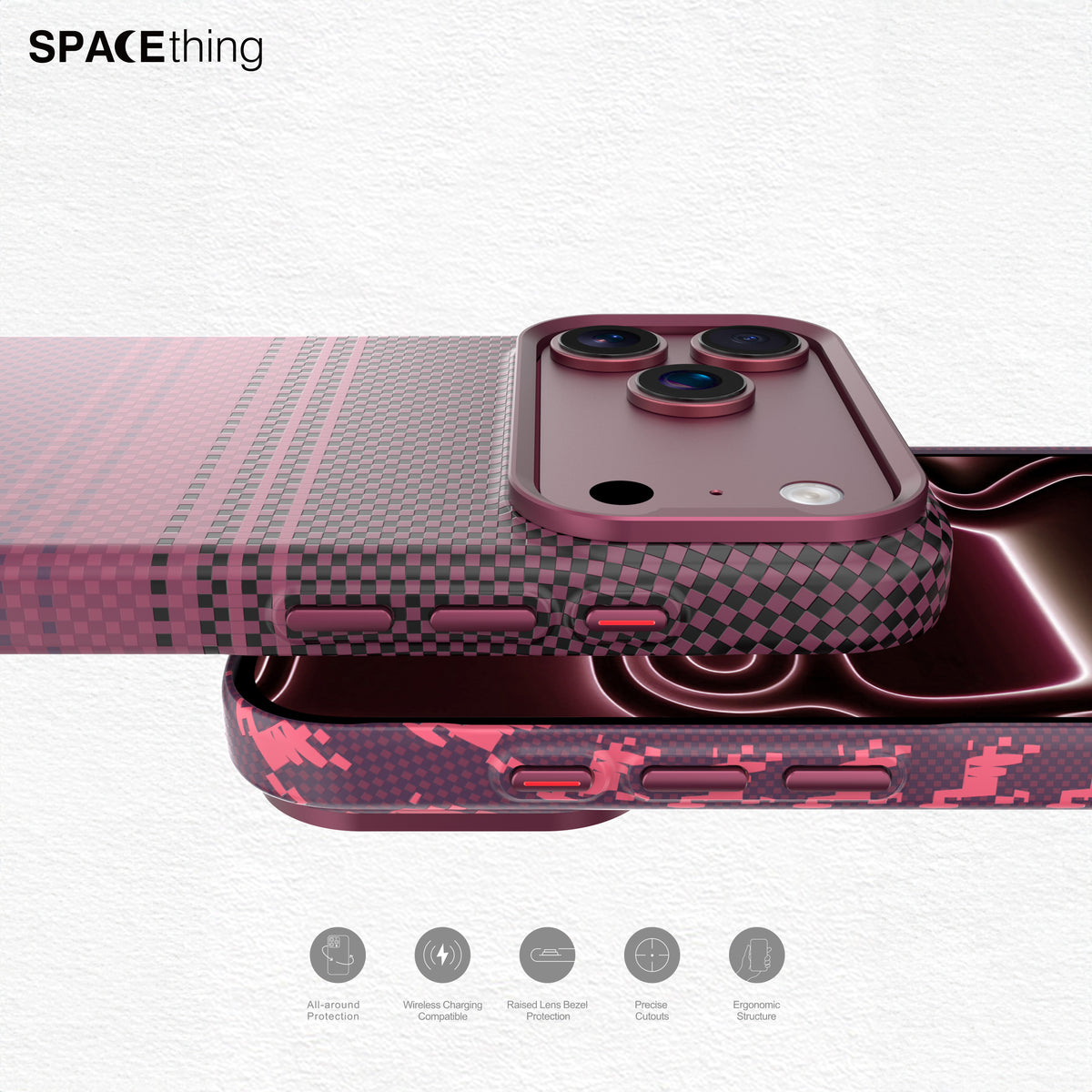 Spacething Kevlar Case for iPhone 18 Pro - Wine