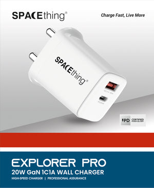 SPACETHING EXPLORER PRO 20W GAN 1C1A WALL CHARGER