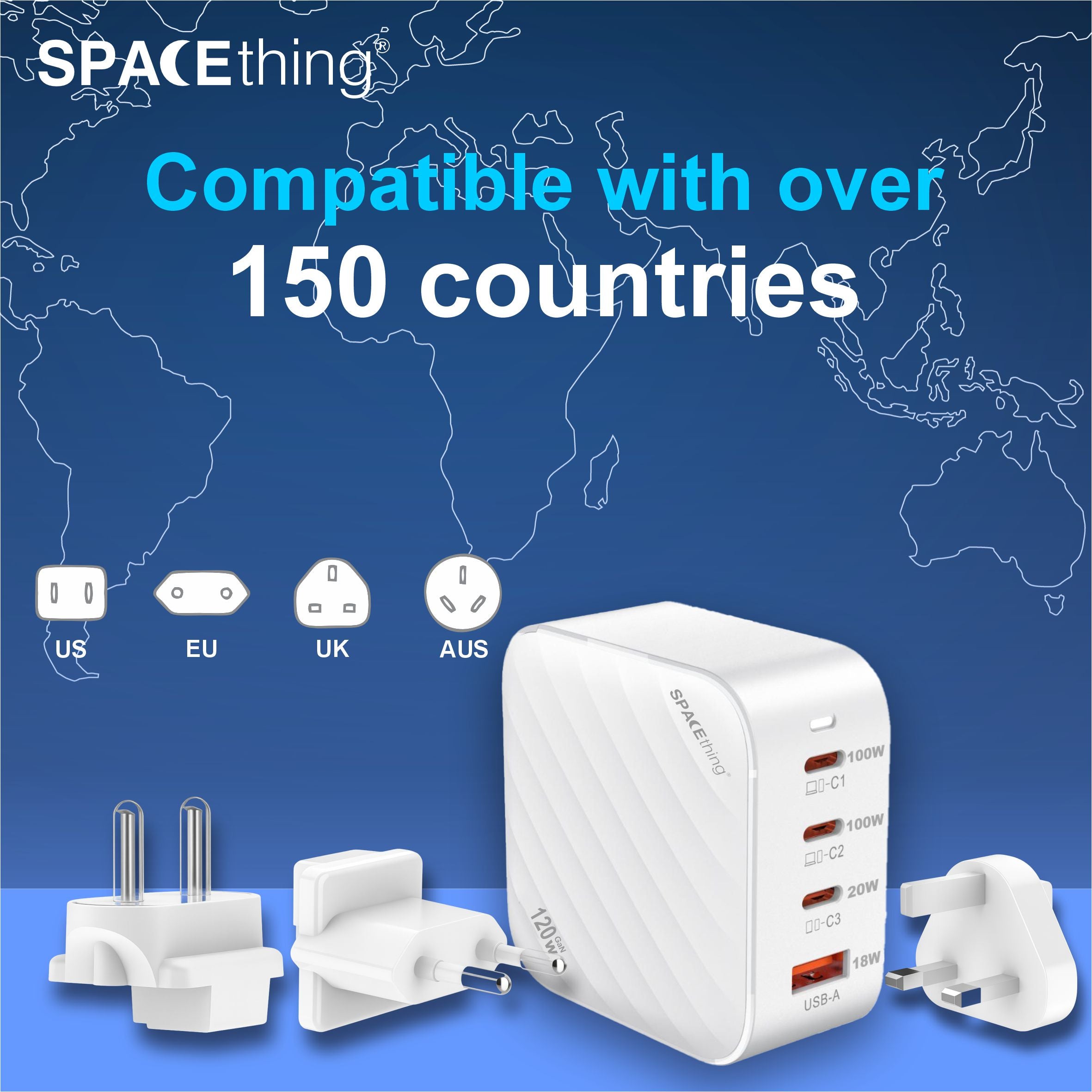 Spacething 120W Explorer Pro World Travel Adapter Colour  - White
