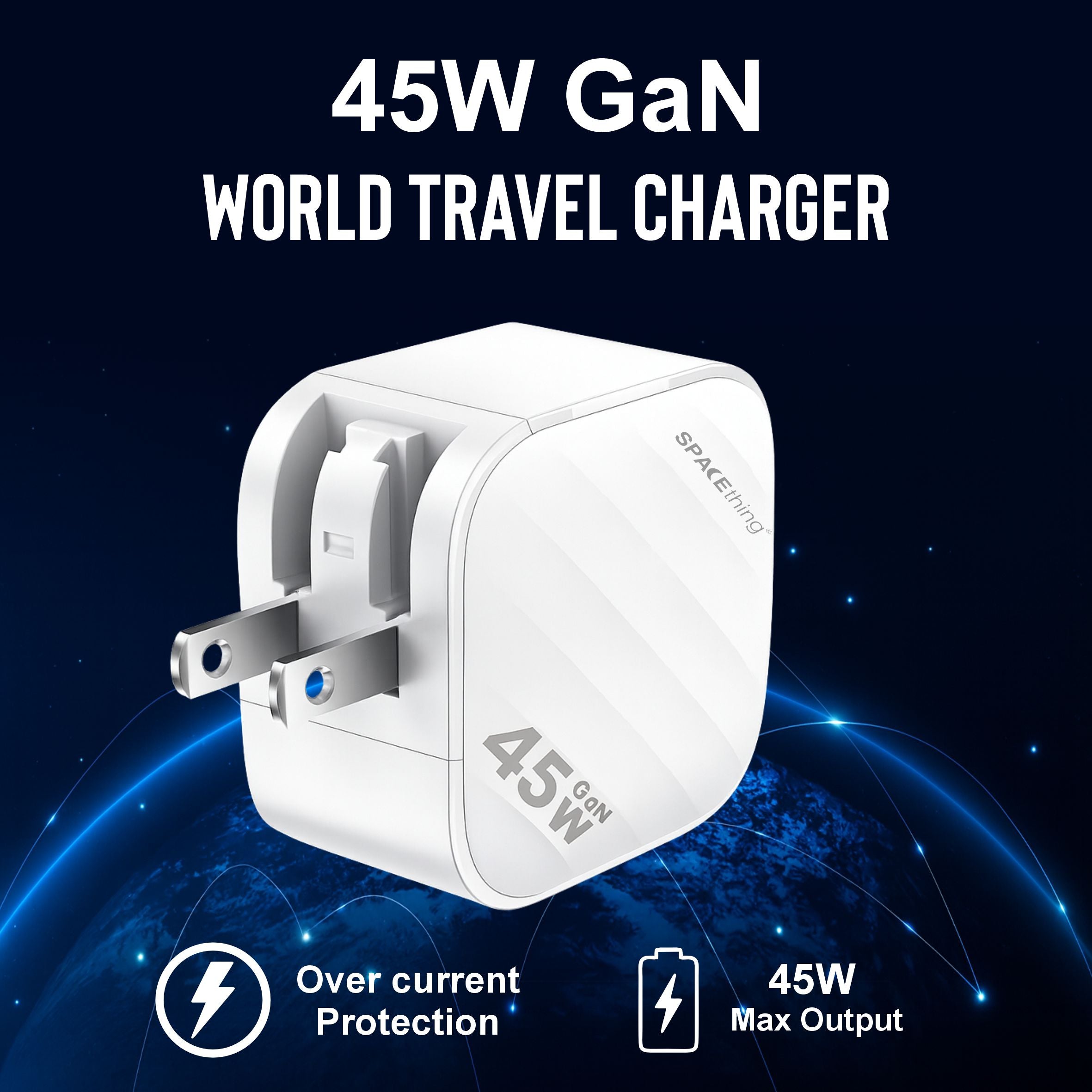 Spacething Explorer Pro 45W GaN World Travel Charger Colour  - White