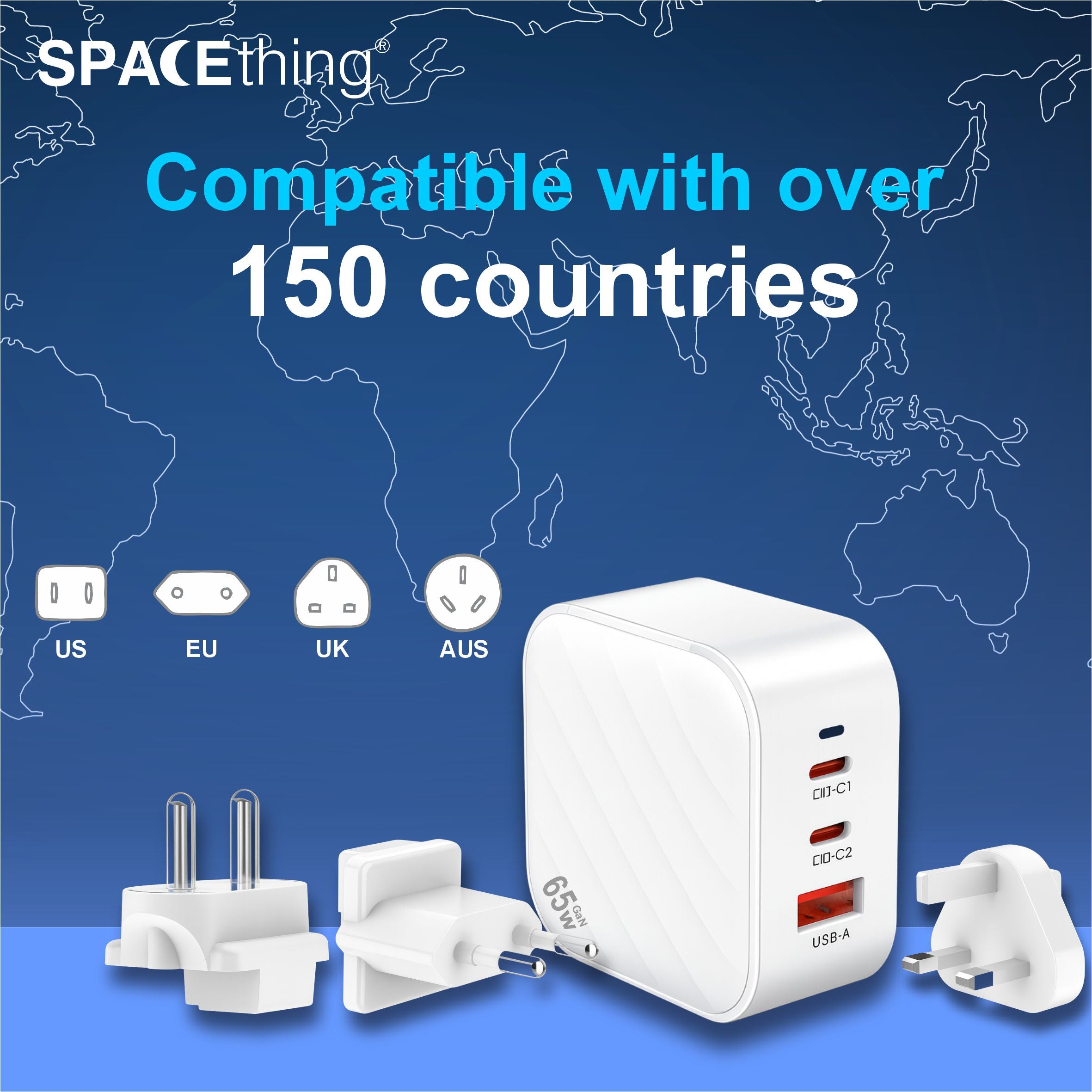 Spacething 65W Explorer Pro World Travel Adapter Colour  - White
