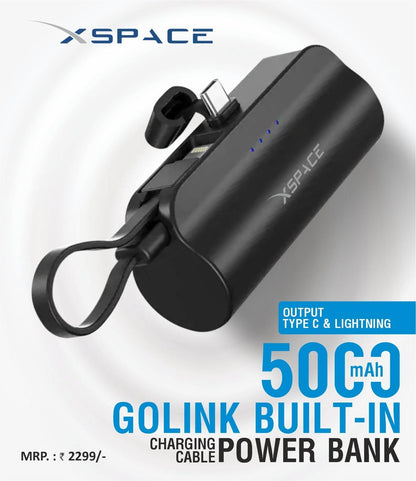 XSPACE GO-LINK 5000 MAH CHARGING CABLE POWER BANK | SPACEthing |