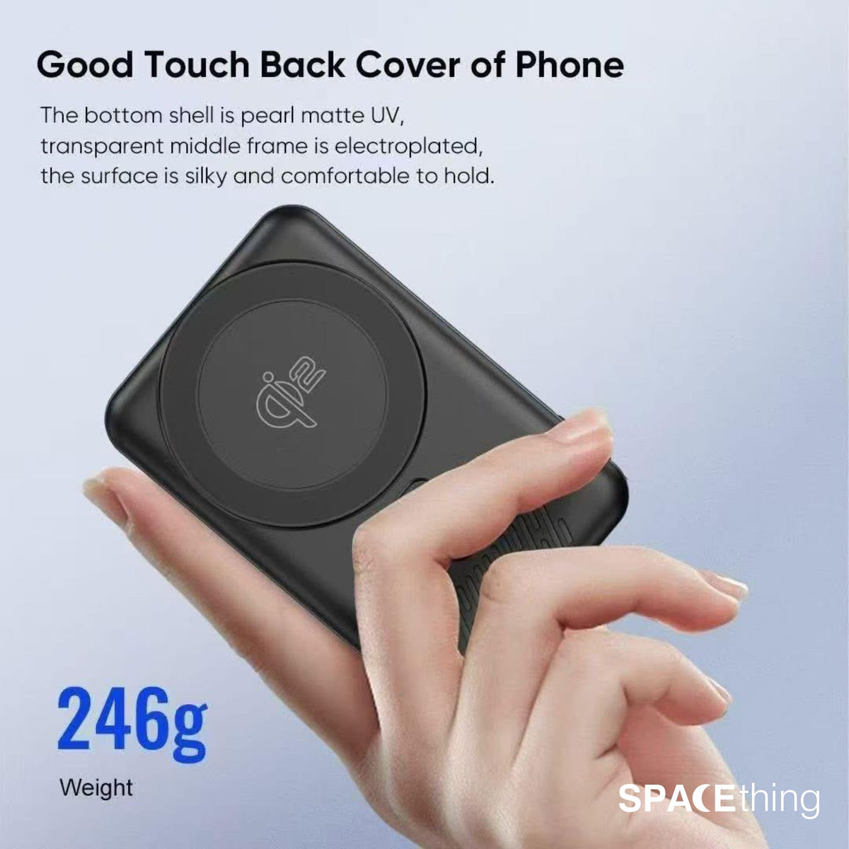 Spacething Marbella 10,000mAh Qi2 Magnetic Wireless Power Bank with Stand - Black