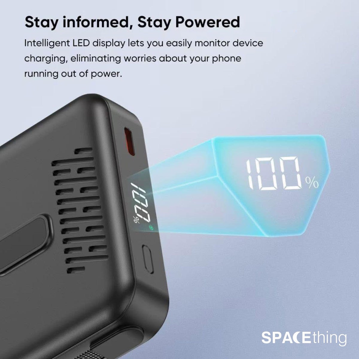 Spacething Marbella 10,000mAh Qi2 Magnetic Wireless Power Bank with Stand - Black