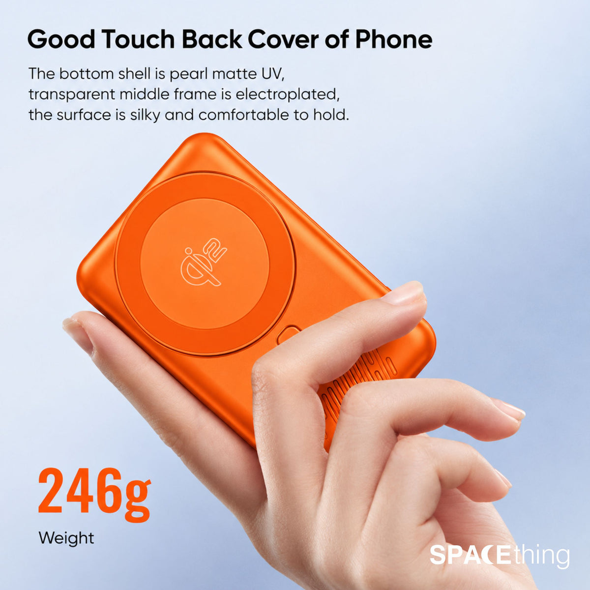 Spacething Marbella 10,000mAh Qi2 Magnetic Wireless Power Bank with Stand - Orange