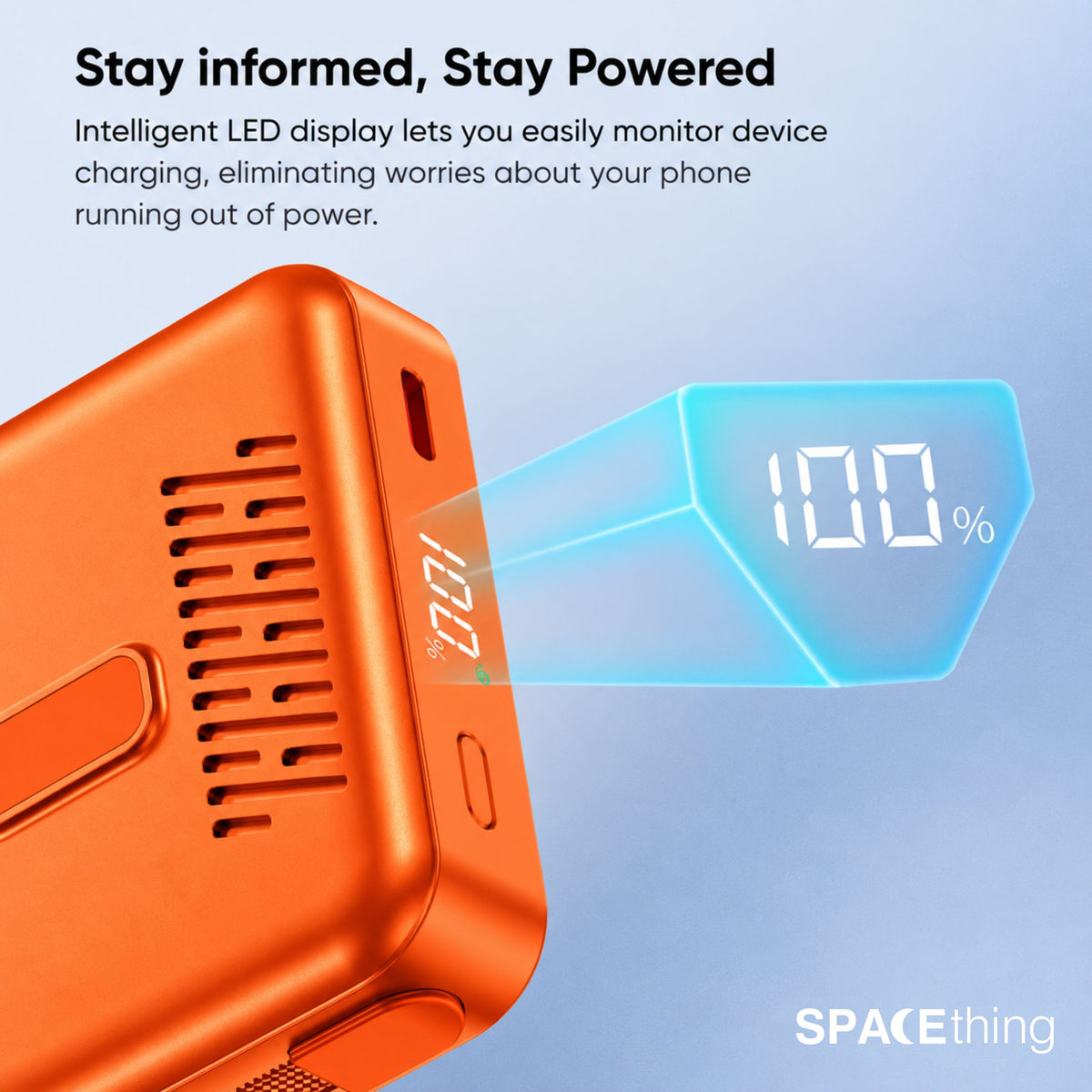 Spacething Marbella 10,000mAh Qi2 Magnetic Wireless Power Bank with Stand - Orange