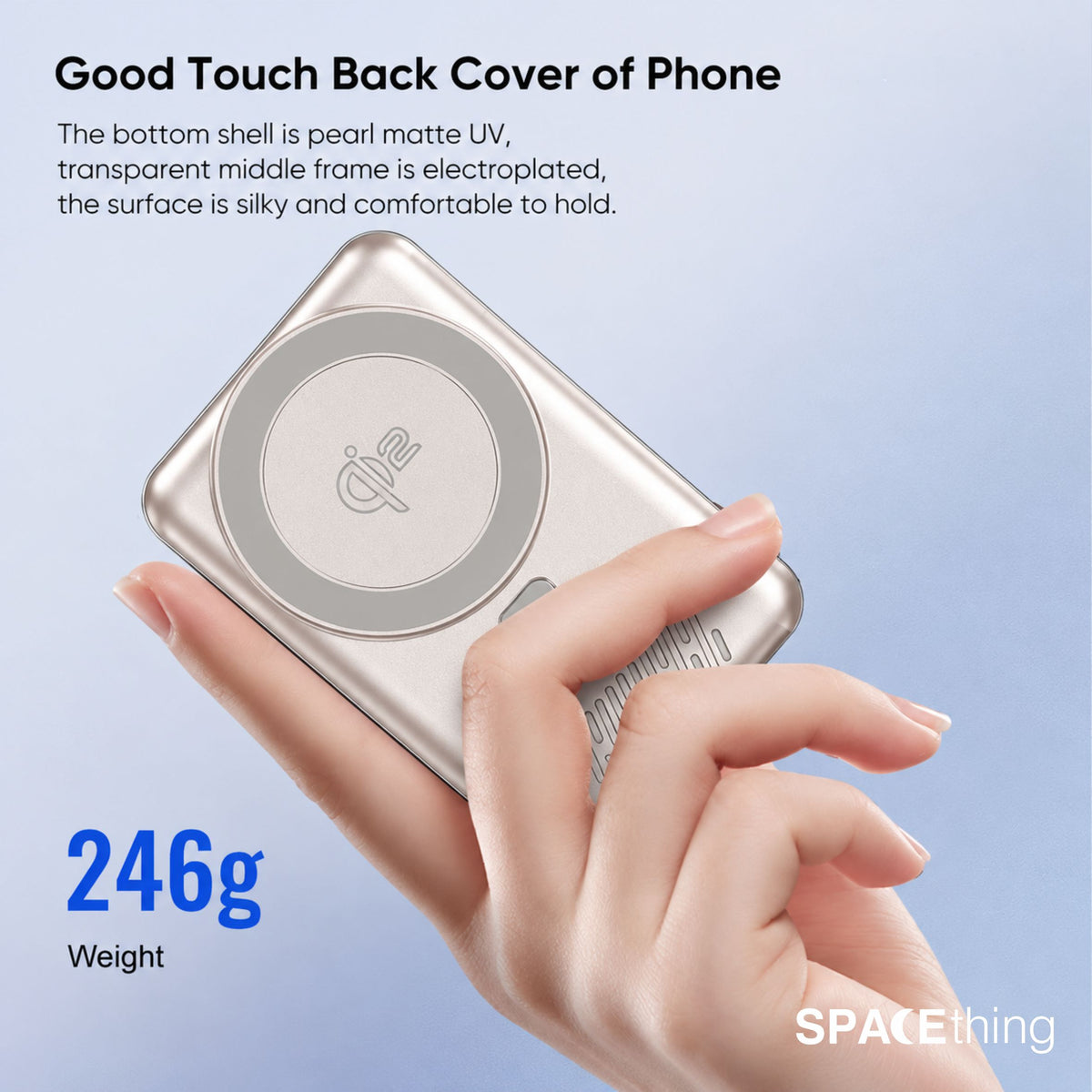 Spacething Marbella 10,000mAh Qi2 Magnetic Wireless Power Bank with Stand - Silver
