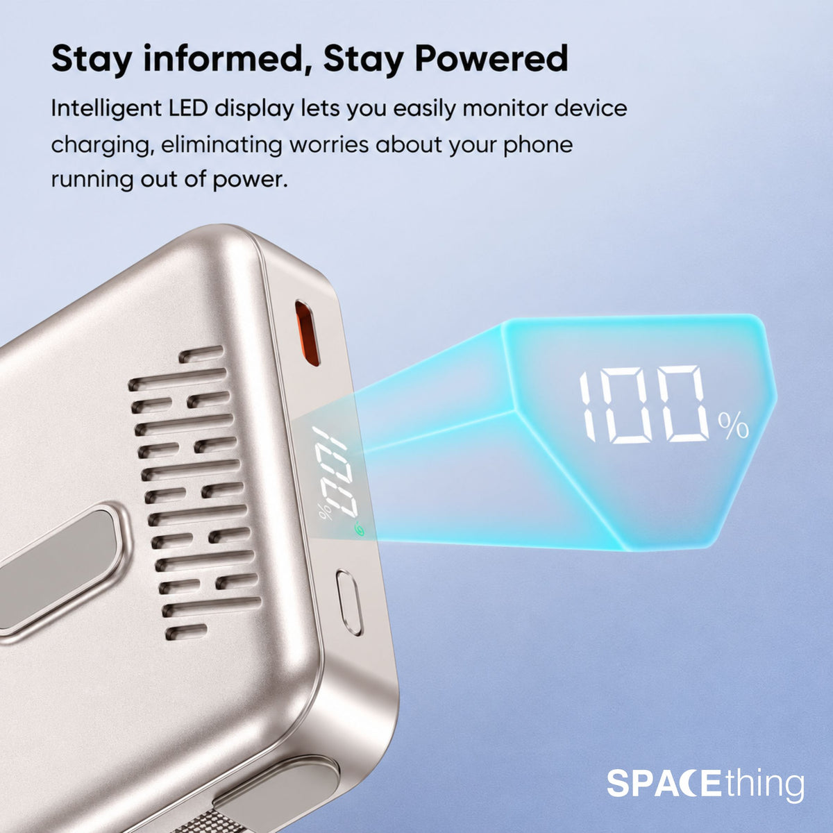 Spacething Marbella 10,000mAh Qi2 Magnetic Wireless Power Bank with Stand - Silver