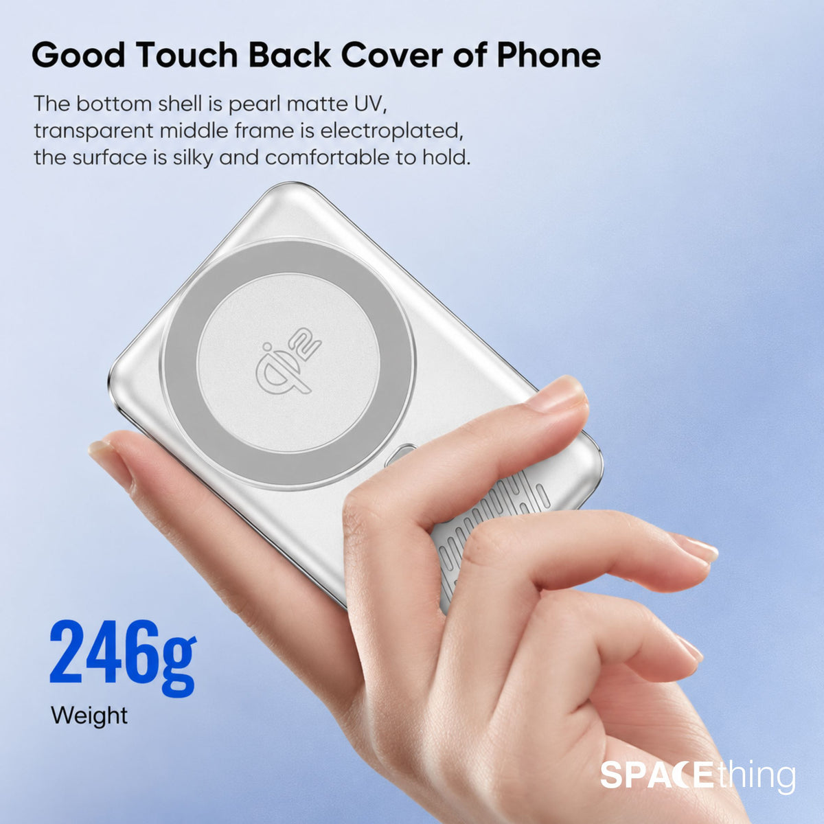 Spacething Marbella 10,000mAh Qi2 Magnetic Wireless Power Bank with Stand - White