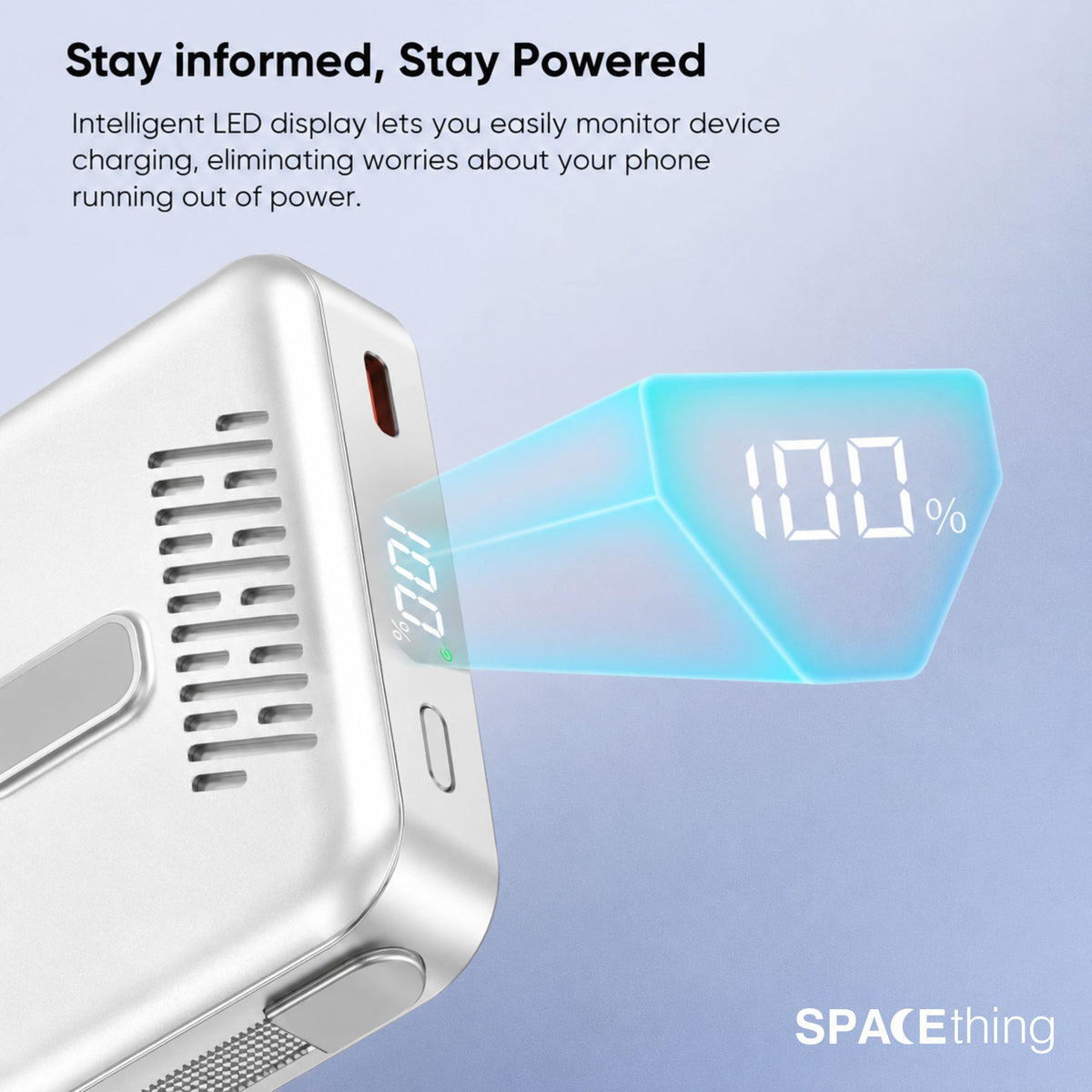 Spacething Marbella 10,000mAh Qi2 Magnetic Wireless Power Bank with Stand - White