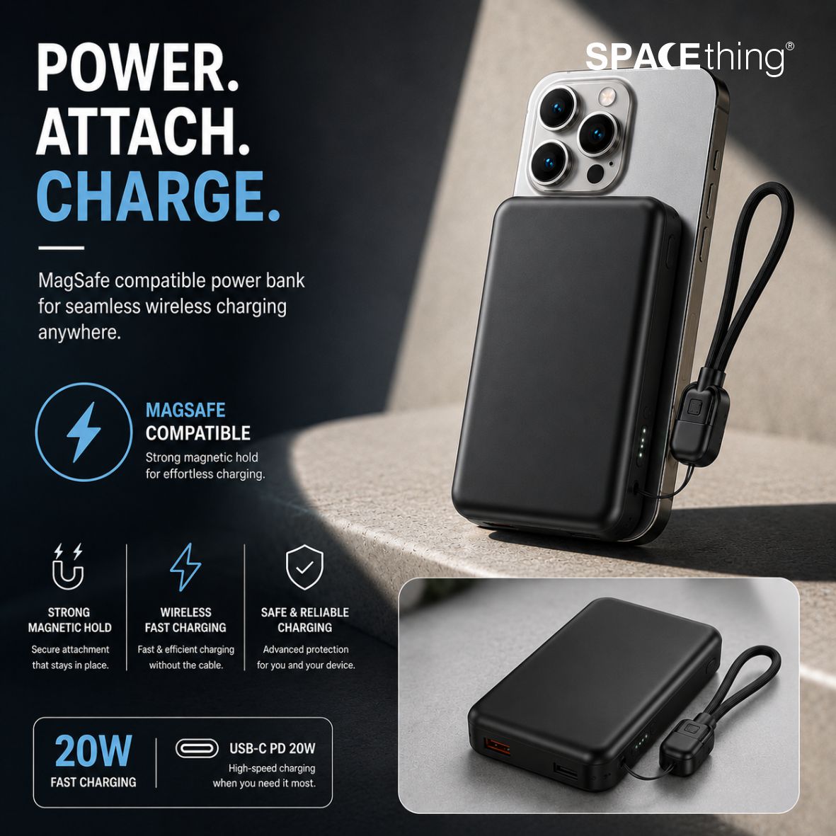 Spacething Novora 10000mAh Power Bank (Black)