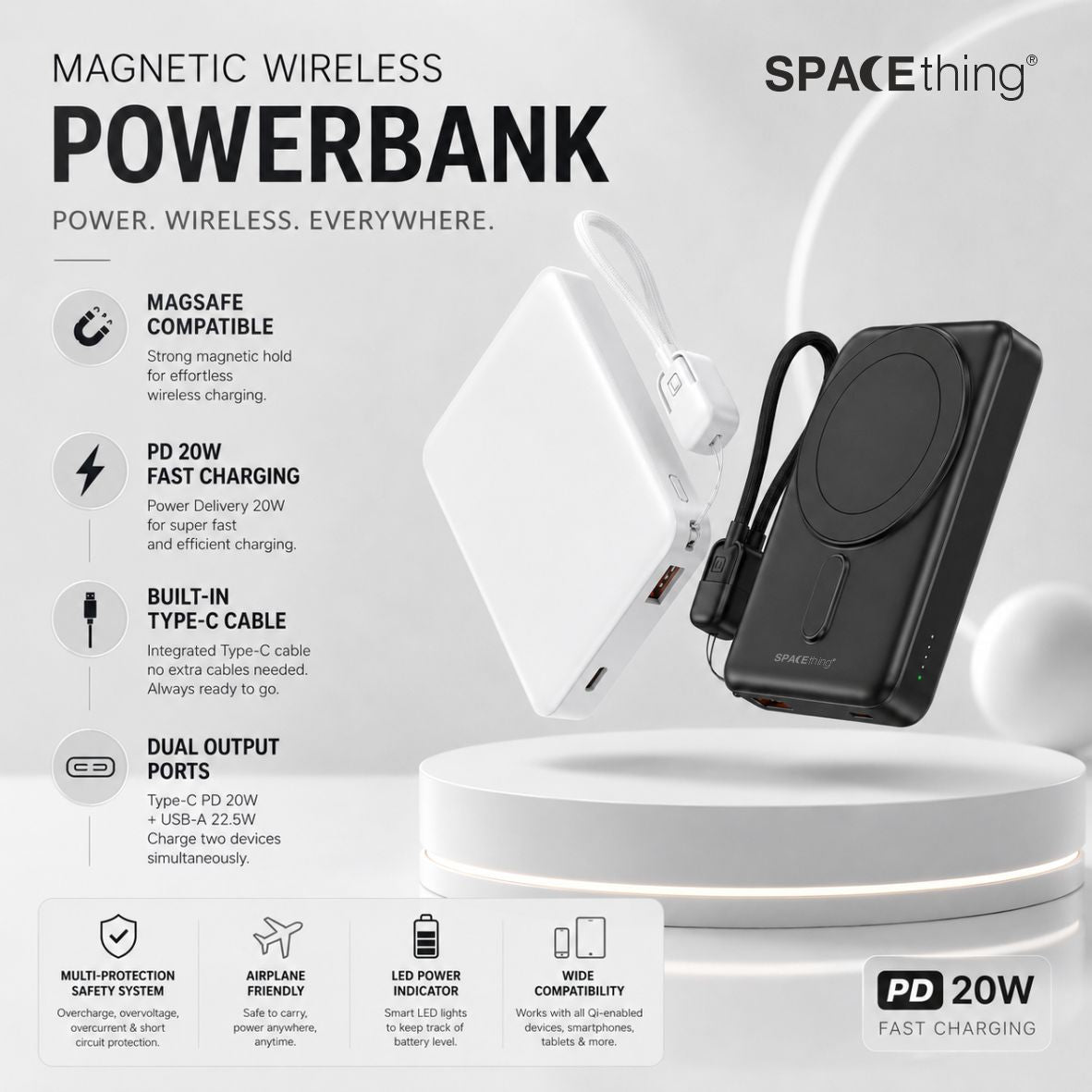 Spacething Novora 10000mAh Power Bank (Black)
