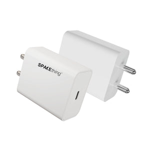 Spacething Power Core 25W PD - PPS Type-C Charger with C to C Cable  Colour - White