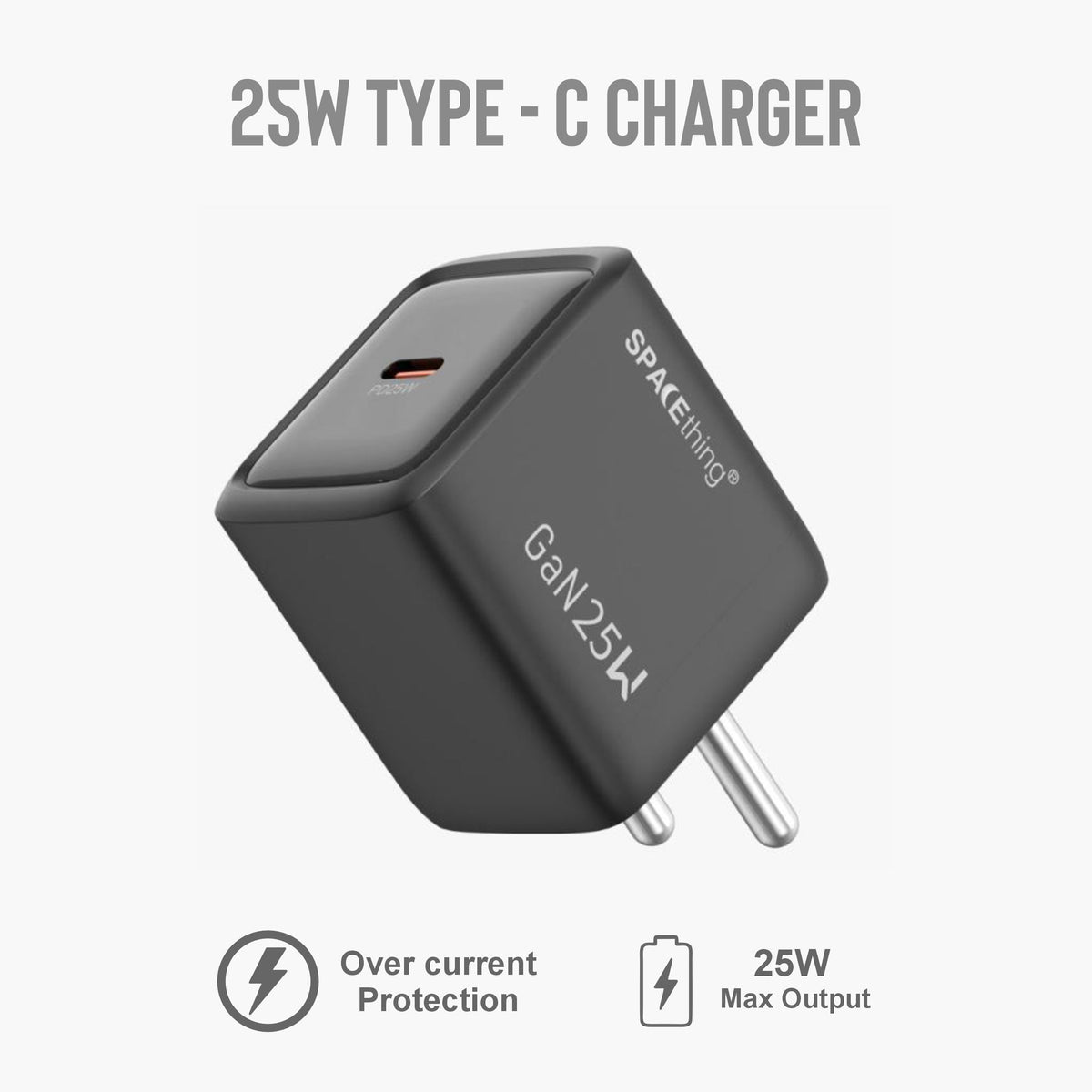 Spacething Prime GaN 25W Fast Charger (Black)