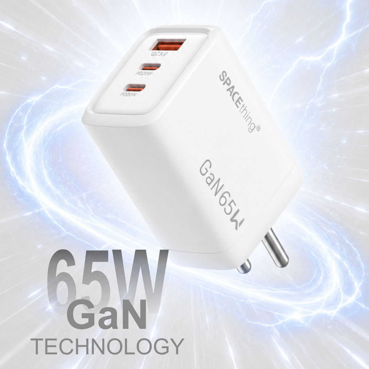 Spacething Prime GaN 65W 2C1A Fast Charger (White)
