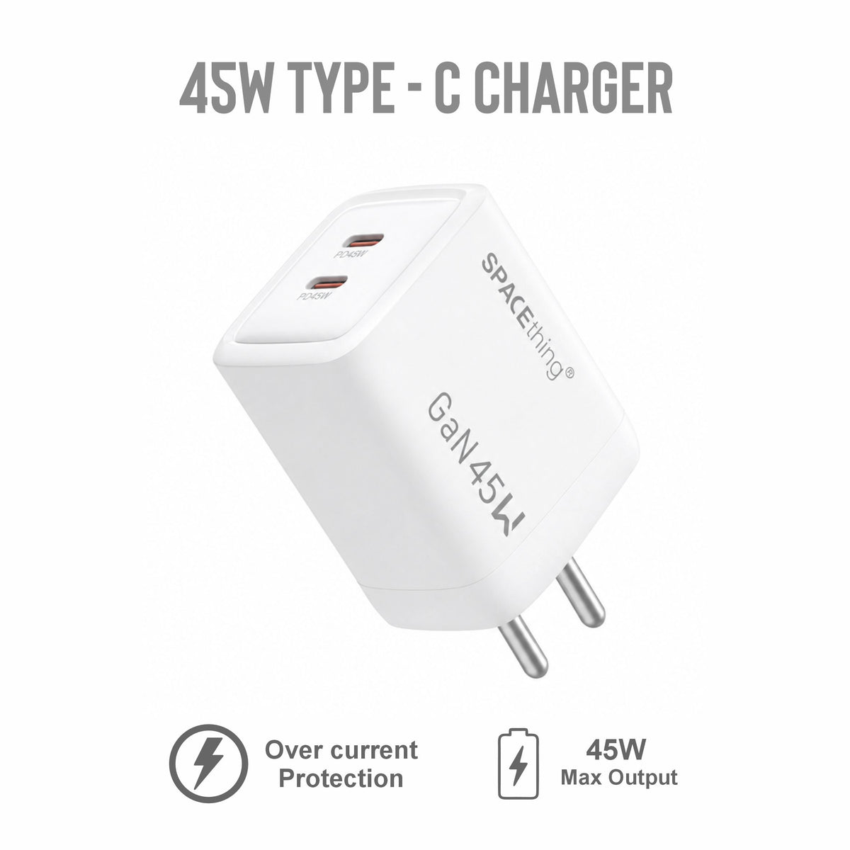 Spacething Prime GaN 45W 2C Fast Charger (White)