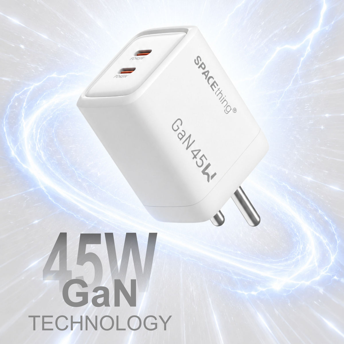 Spacething Prime GaN 45W 2C Fast Charger (White)