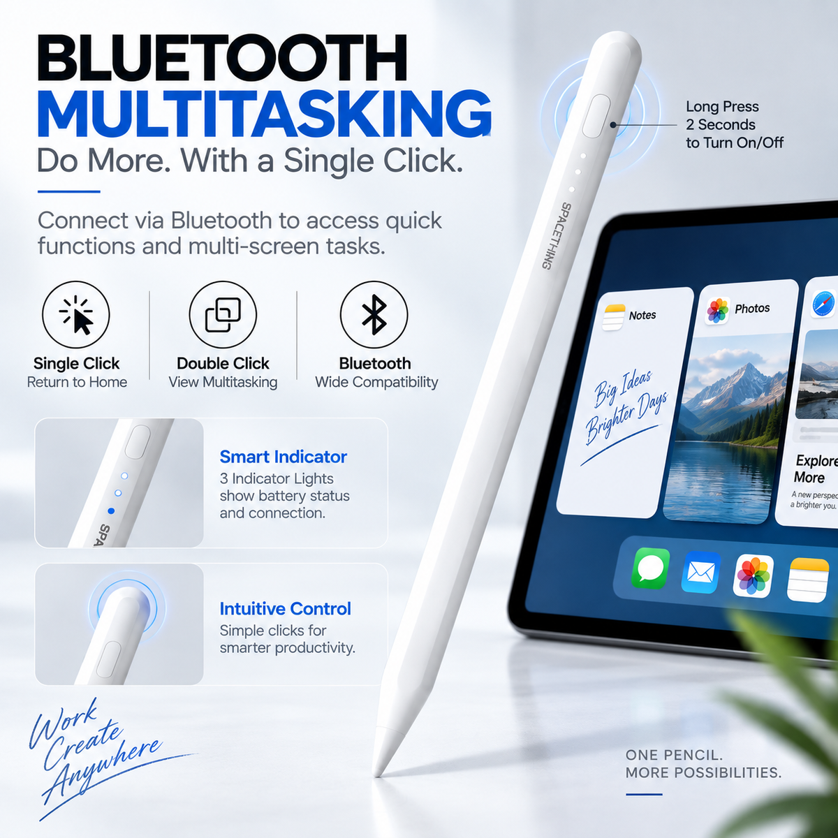Spacething Sketchpen Pro – Smart Magnetic Stylus Pencil with Advanced Bluetooth Functionality