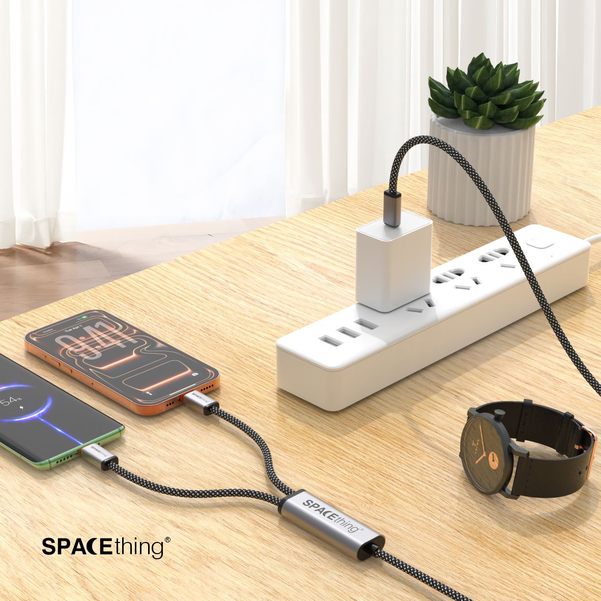 SPACETHING TITANDUO 2-in-1 100W Super Fast Braided Data Cable
