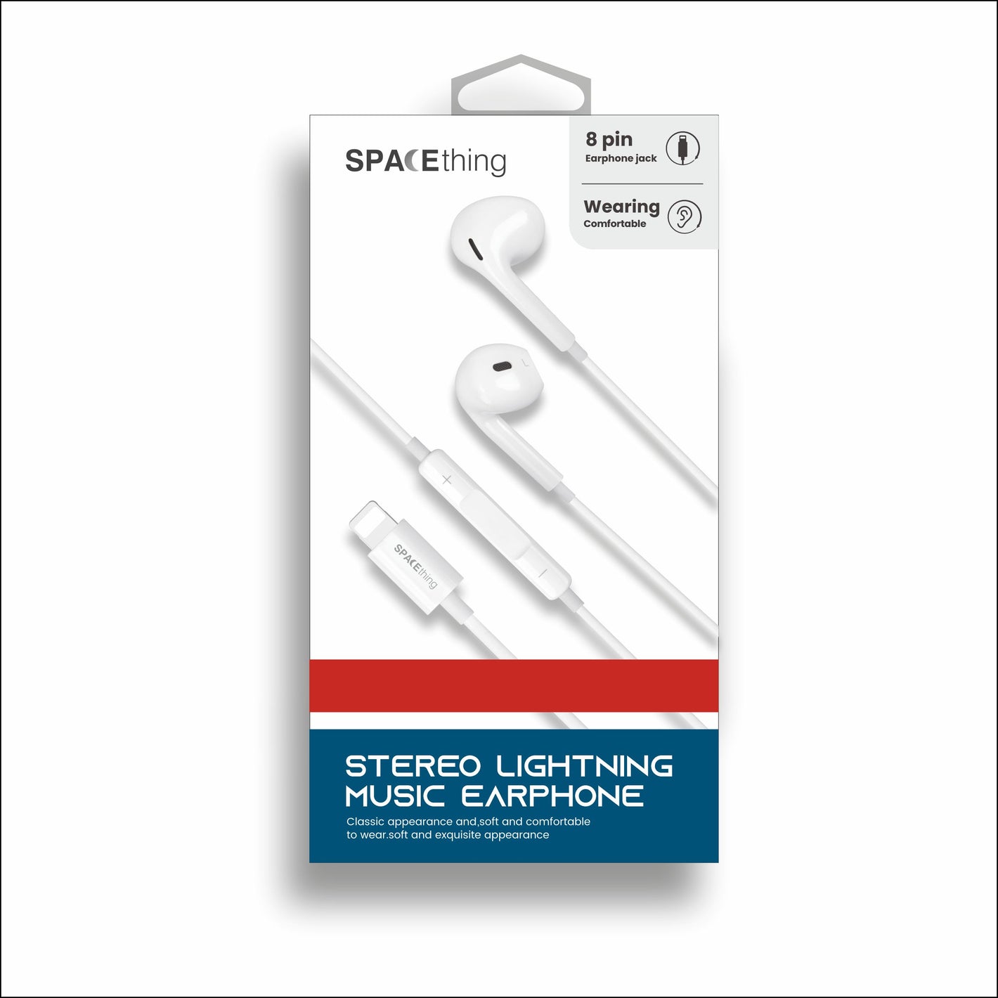 Spacething Stereo Lightning Music Earphones - White