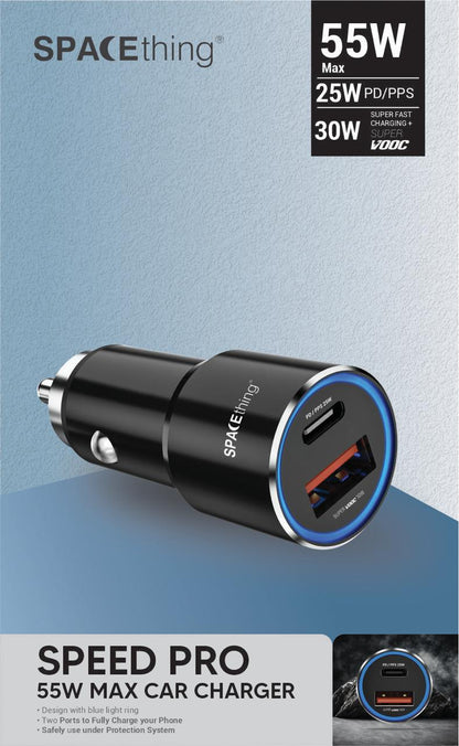 SPACETHING SPEED PRO 55W MAX CAR CHARGER COLOUR -BLACK