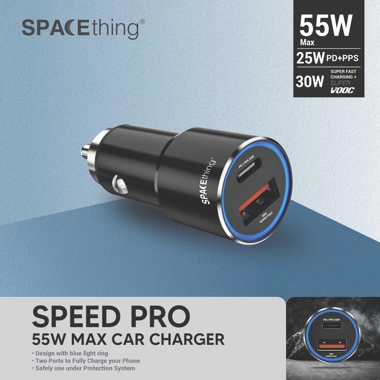 SPACETHING SPEED PRO 55W MAX CAR CHARGER COLOUR -BLACK