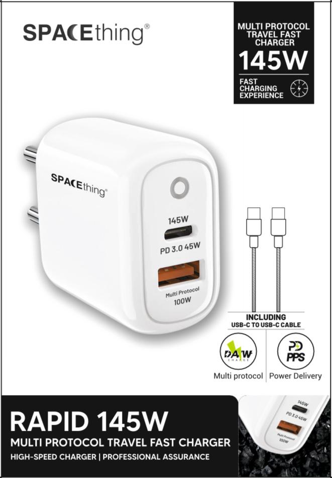 SPACEthing Rapid 145 Wall Charger WITH C TO C CABLE