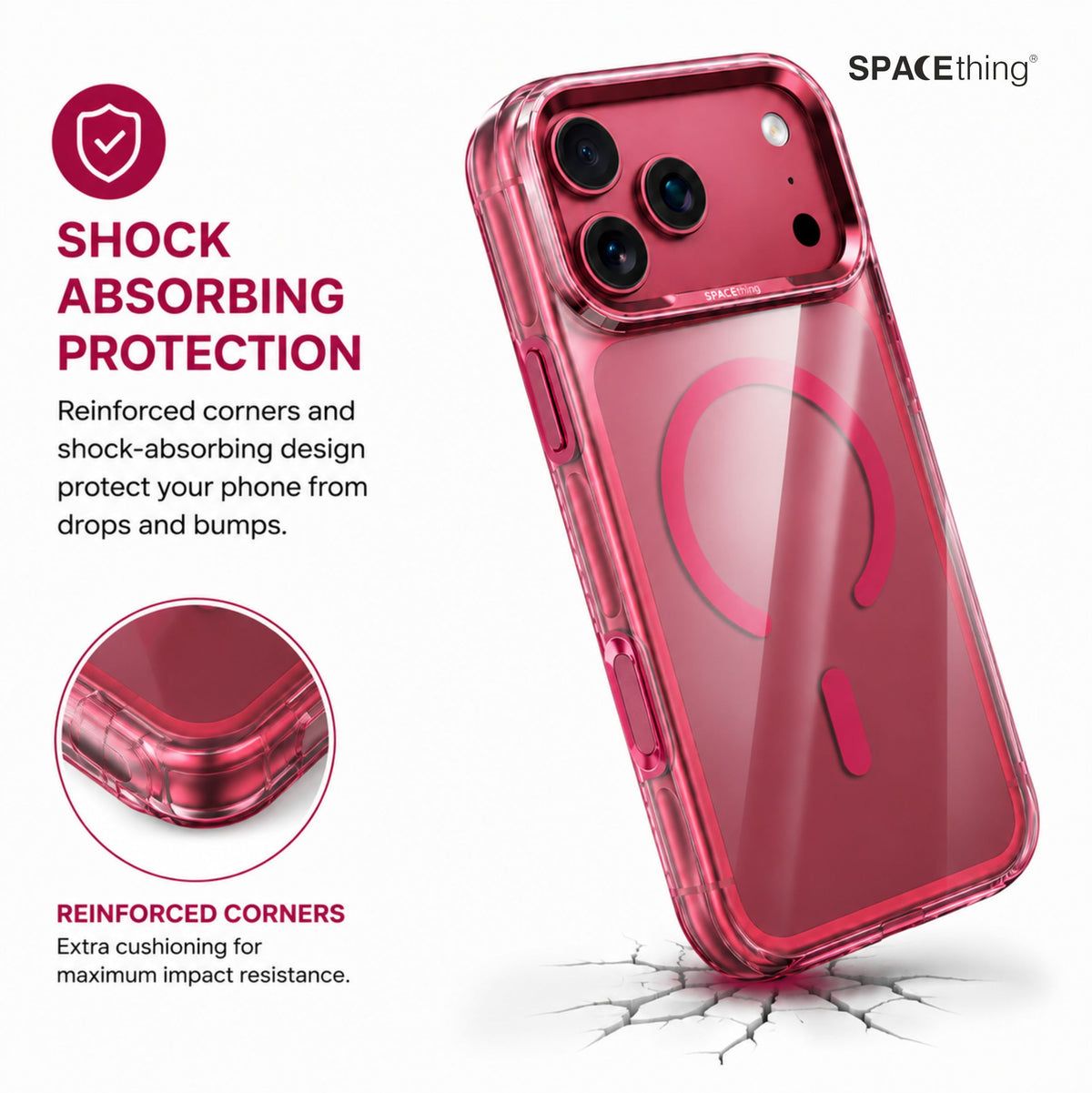 Spacething Armor MagSafe Case for iPhone 18 Pro - Dark Cherry