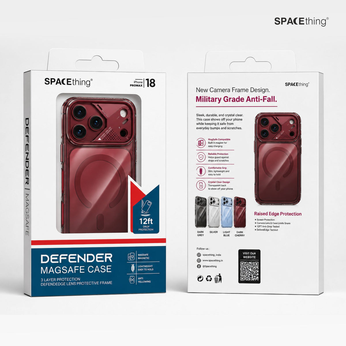 Spacething Defender MagSafe Case for iPhone 18 Pro  - Dark Cherry
