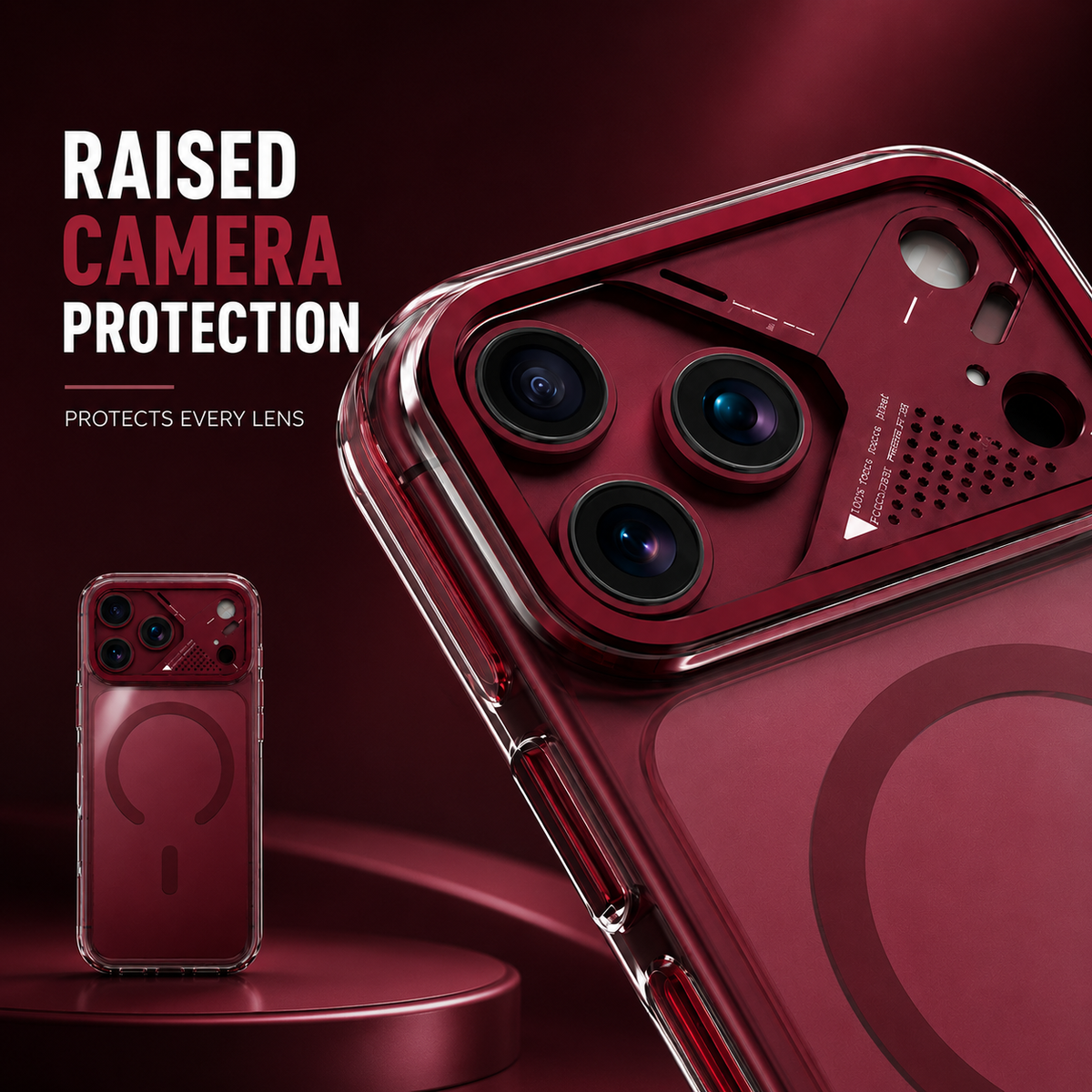 Spacething Defender MagSafe Case for iPhone 18 Pro Max - Dark Cherry