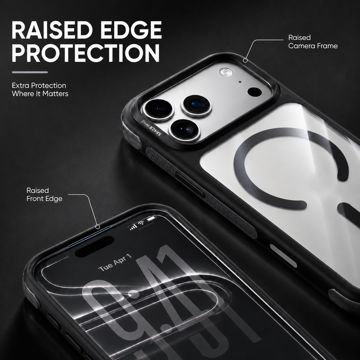 Spacething Fusion Guard MagSafe Case for iPhone 18 Pro Max - Black