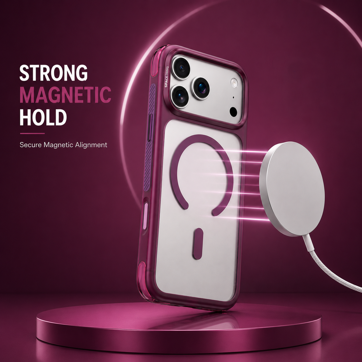 Spacething Fusion Guard MagSafe Case for iPhone 18 Pro Max - Dark Cherry