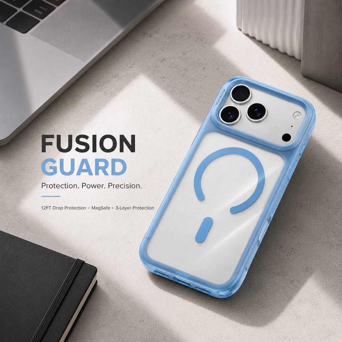 Spacething Fusion Guard MagSafe Case for iPhone 18 Pro - Light Blue
