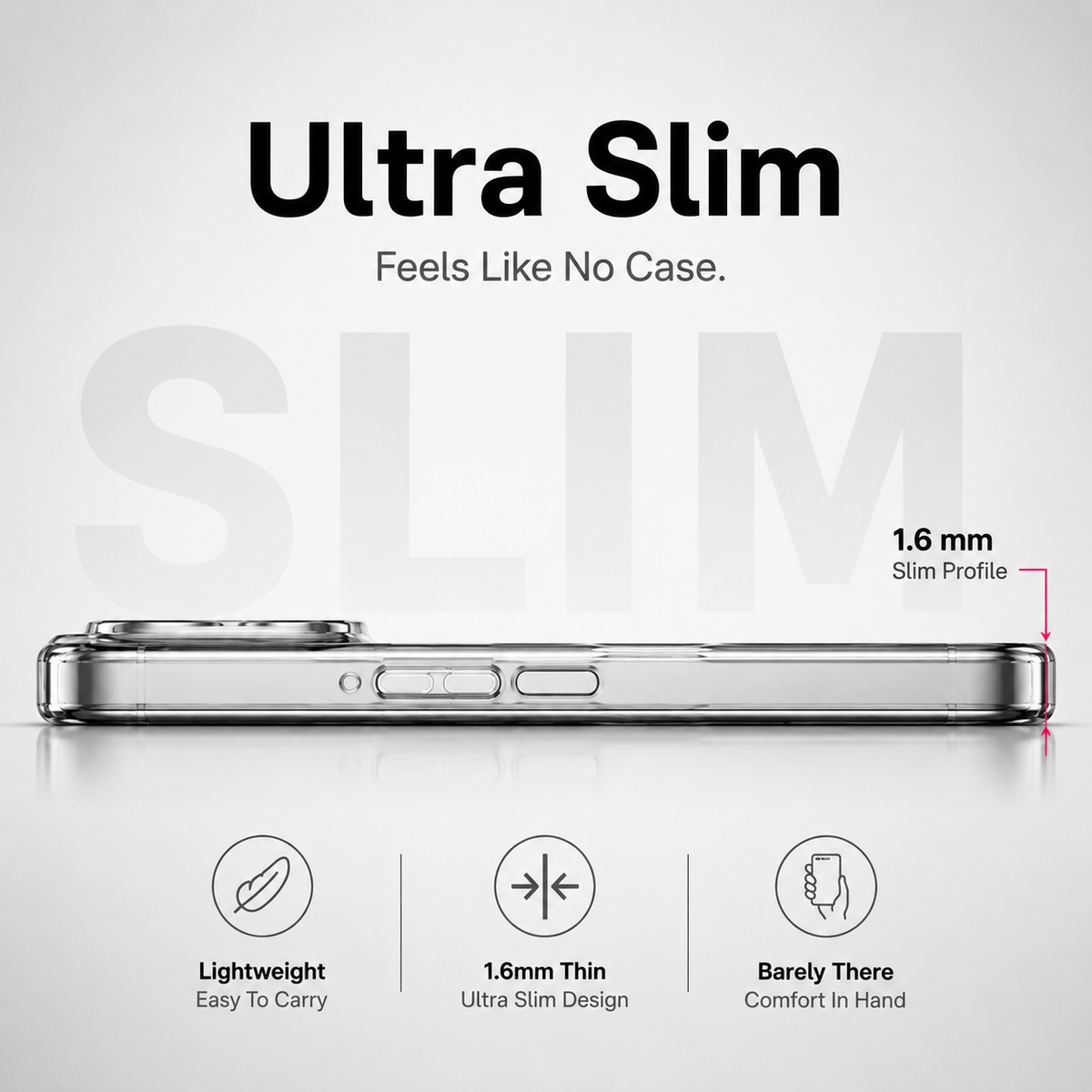 Spacething Minimal MagSafe Case for iPhone 18 Pro Max - Clear