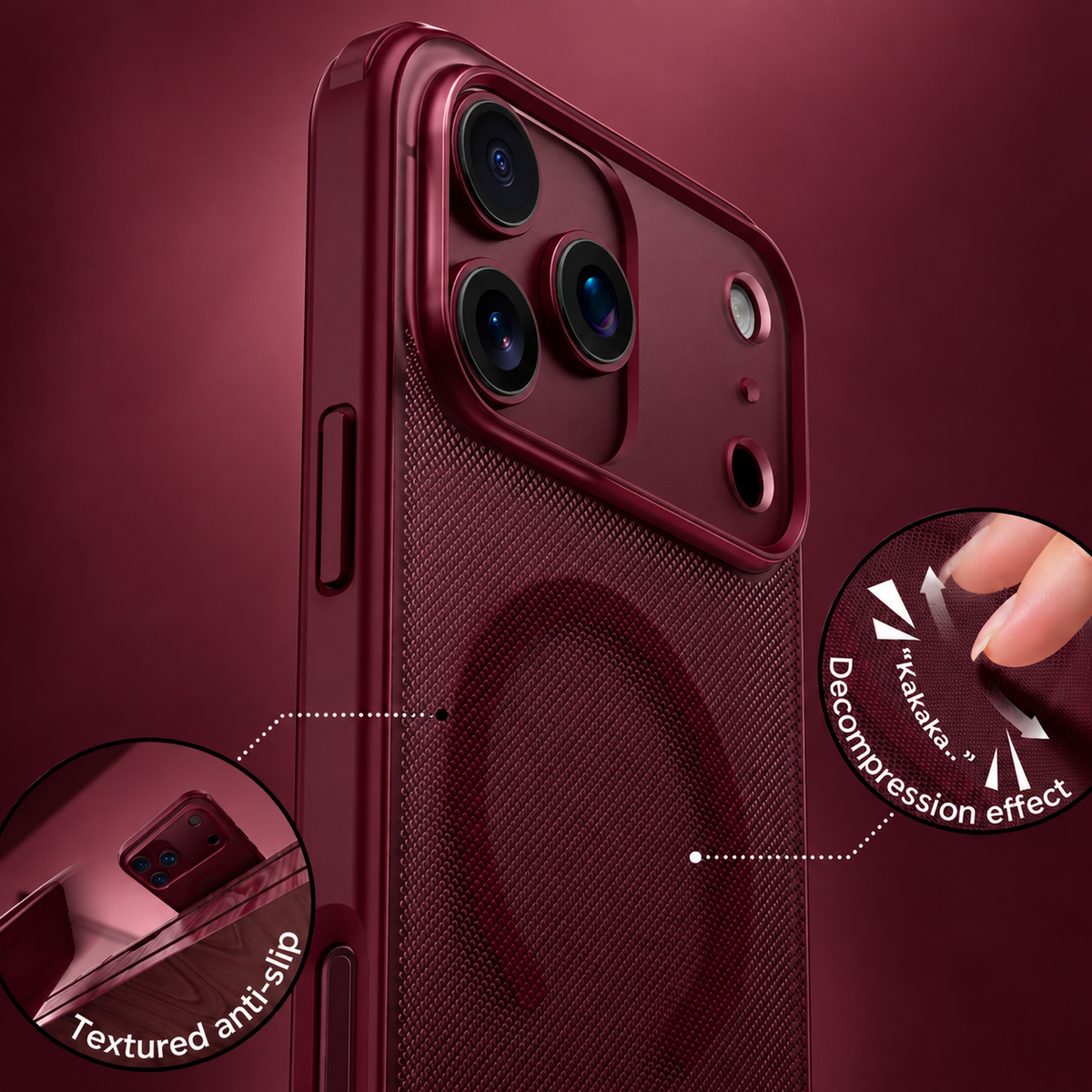 Spacething Snapmag MagSafe Case for iPhone 18 Pro Max - Dark Cherry