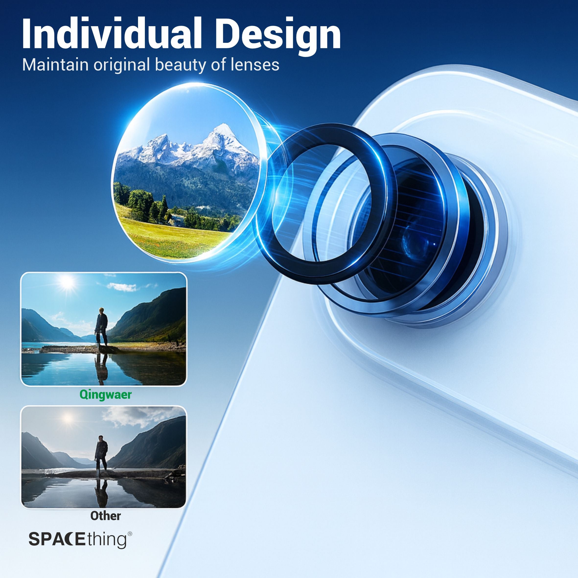Spacething Supreme AR Camera Lens Protector for iPhone 17 – Blue