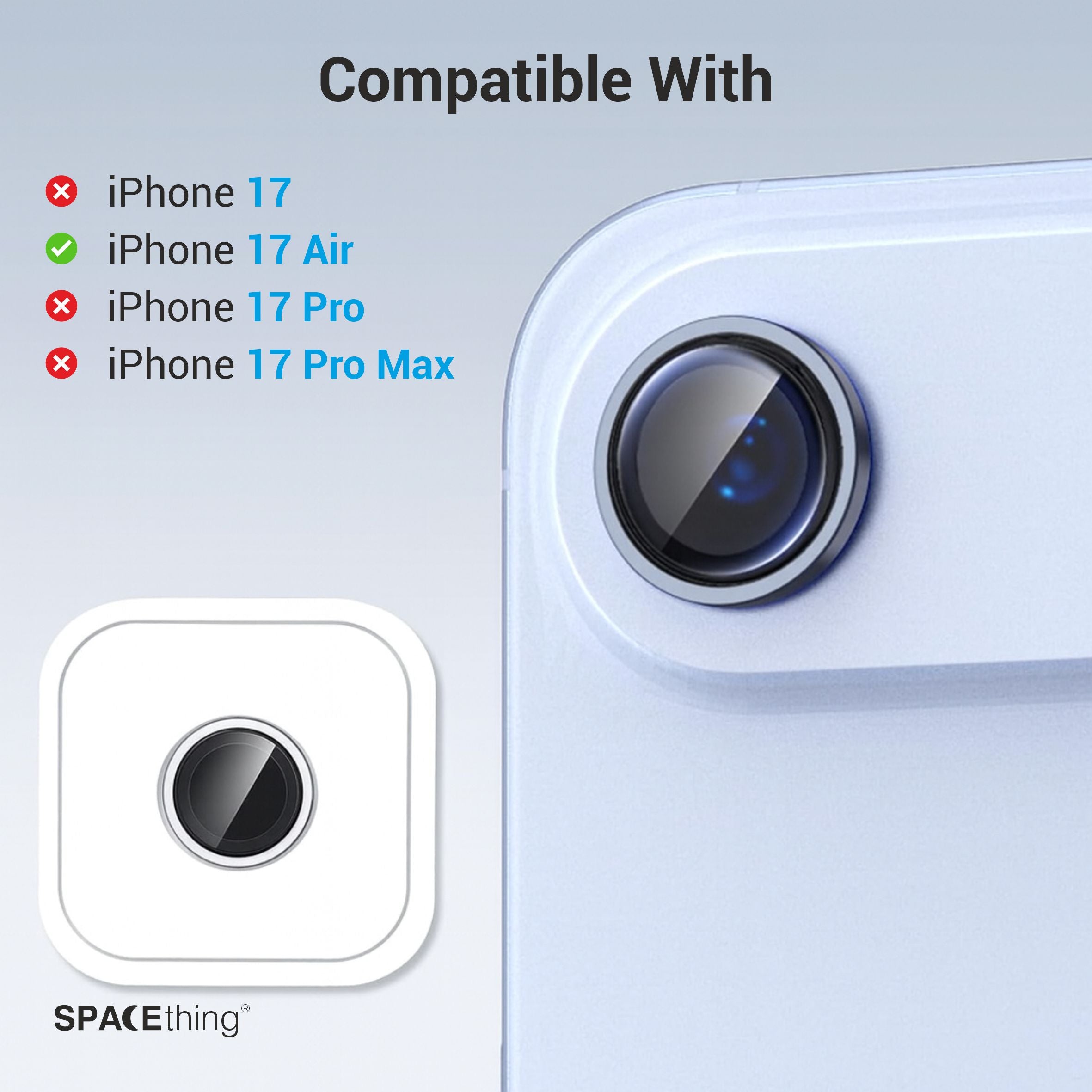 Spacething Supreme AR Camera Lens Protector for iPhone 17 – Blue